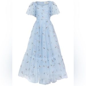 JessaKae Light Blue gown dress maxi tulle white flowers embroidery